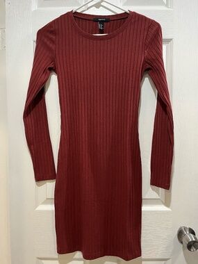 Forever 21 Ribbed Long Sleeve Bodycon Dress With Open Back